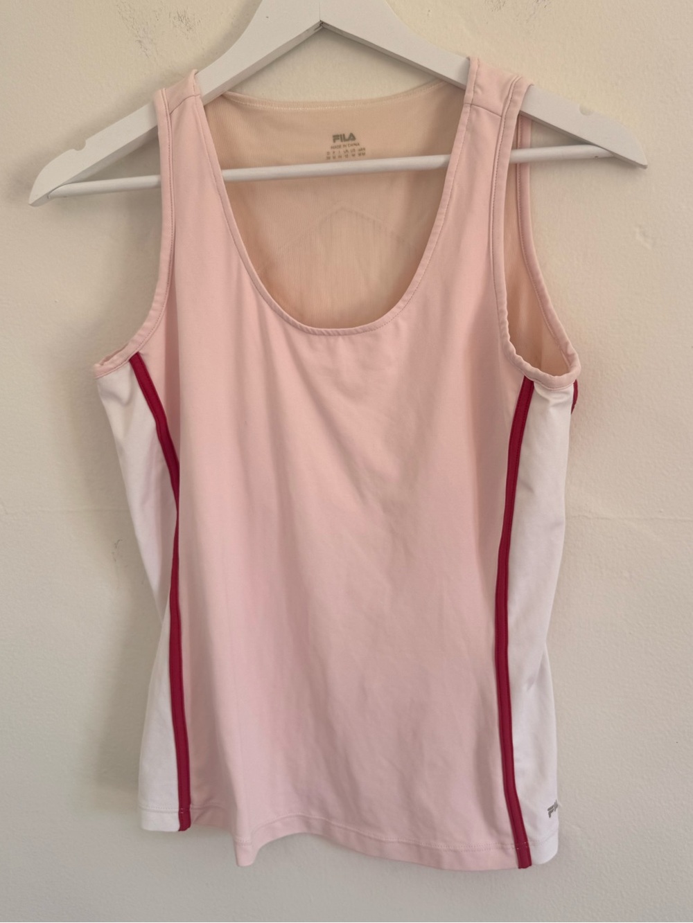 Fila Pink and White Athletic Tank with Red Trim